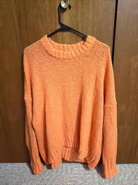 aerie Oversized Crewneck Sweater in Vibrant Orange